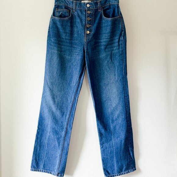 Reformation Cynthia Button Fly High Rise Straight Jeans in Zenia - Picture 3 of 8